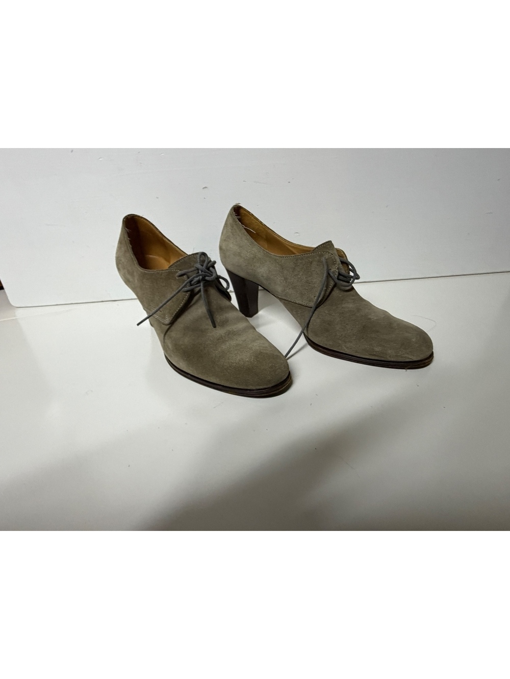 Salvatore Ferragamo Taupe Suede Lace-Up Heeled Boots Size 6.5 B